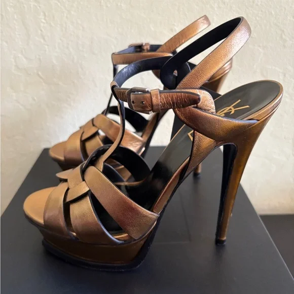 YSL Bronze Tribute Sandals - Picture 11 of 11